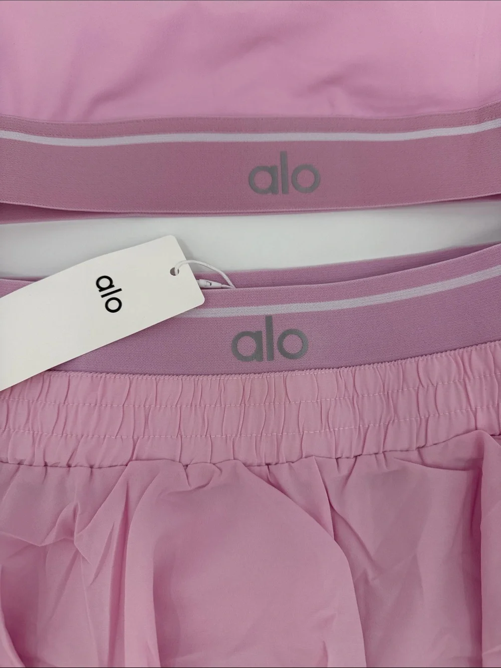 ALO Yoga Pink Active Crop Top & Pleated Skirt Set